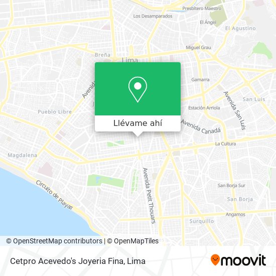 Mapa de Cetpro Acevedo's Joyeria Fina