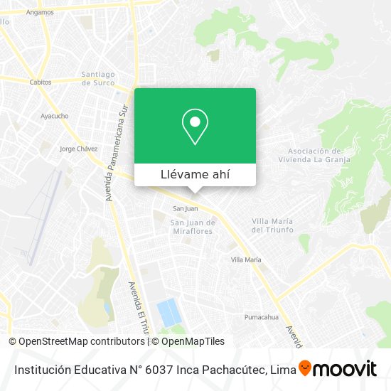 Mapa de Institución Educativa N° 6037 Inca Pachacútec