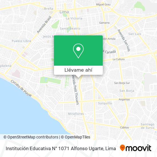 Mapa de Institución Educativa N° 1071 Alfonso Ugarte
