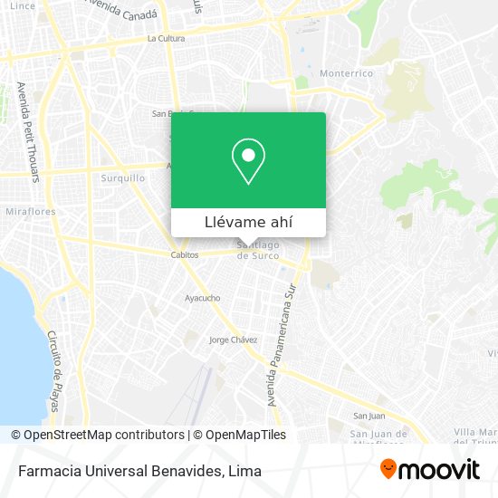 Mapa de Farmacia Universal Benavides