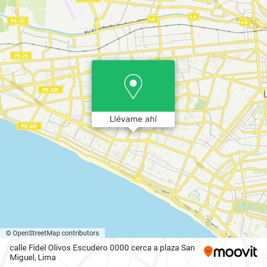 Mapa de calle Fidel Olivos Escudero 0000 cerca a plaza San Miguel