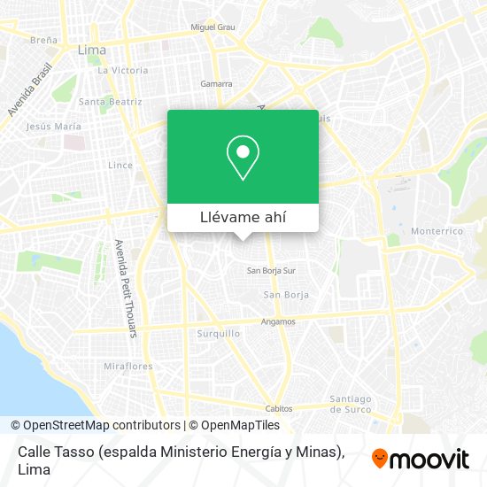 Mapa de Calle Tasso (espalda Ministerio Energía y Minas)