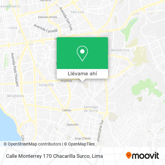 Mapa de Calle Monterrey 170  Chacarilla  Surco