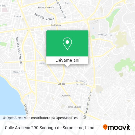 Mapa de Calle Aracena 290  Santiago de Surco  Lima