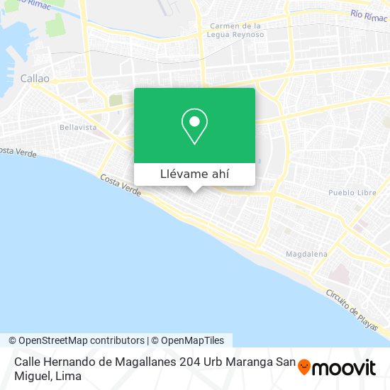 Mapa de Calle Hernando de Magallanes 204  Urb  Maranga San Miguel