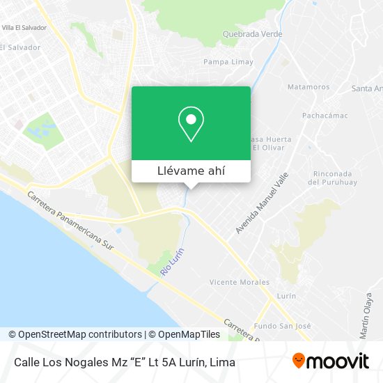 Mapa de Calle Los Nogales Mz  “E”  Lt  5A  Lurín