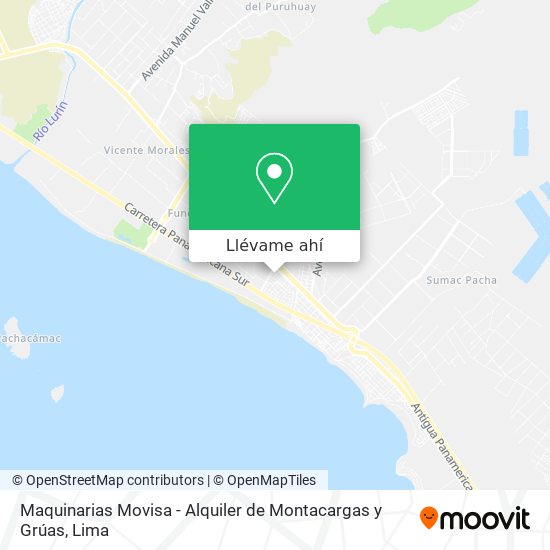 Mapa de Maquinarias Movisa - Alquiler de Montacargas y Grúas