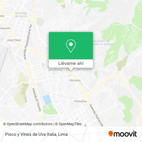 Mapa de Pisco y Vinos de Uva Italia