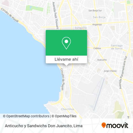 Mapa de Anticucho y Sandwichs Don Juancito