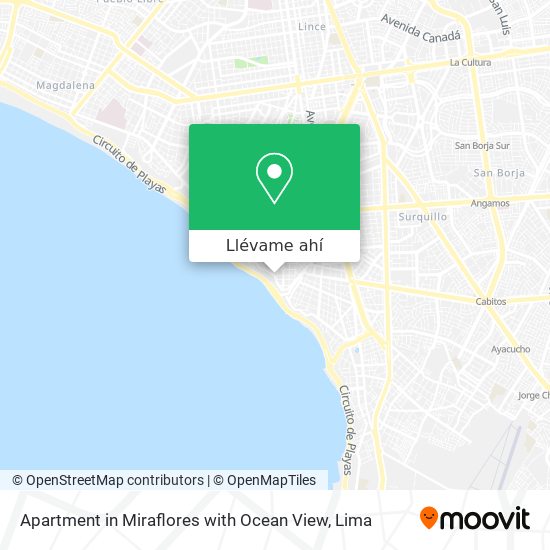 Mapa de Apartment in Miraflores with Ocean View