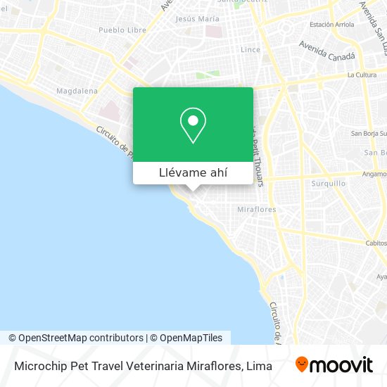 Mapa de Microchip Pet Travel Veterinaria Miraflores
