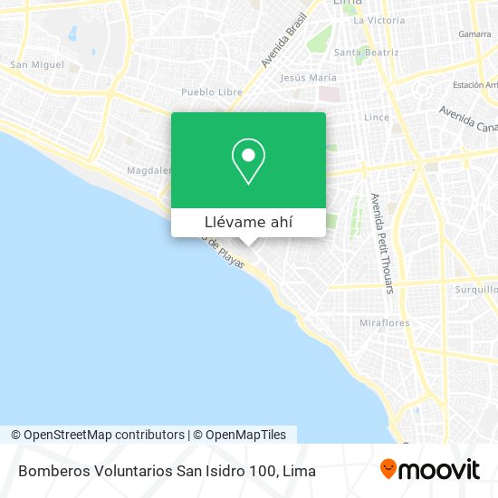 Mapa de Bomberos Voluntarios San Isidro 100