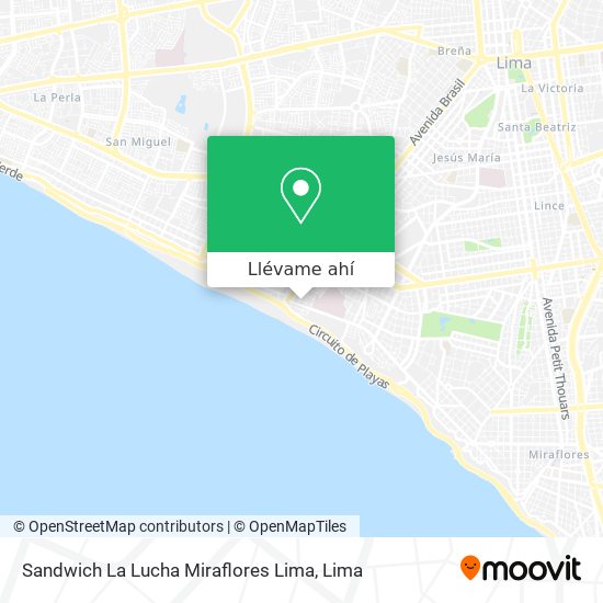 Mapa de Sandwich La Lucha Miraflores Lima