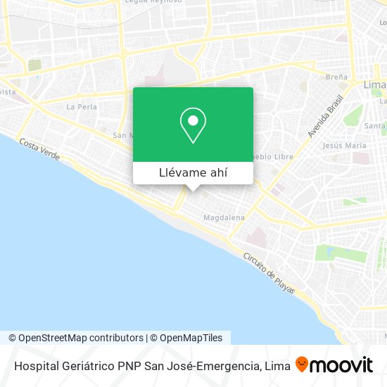 Mapa de Hospital Geriátrico PNP San José-Emergencia