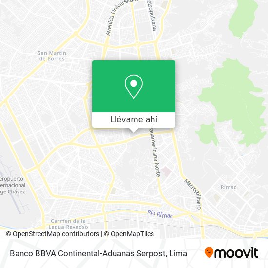 Mapa de Banco BBVA Continental-Aduanas Serpost