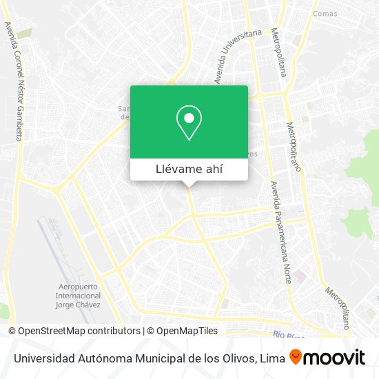 Mapa de Universidad Autónoma Municipal de los Olivos