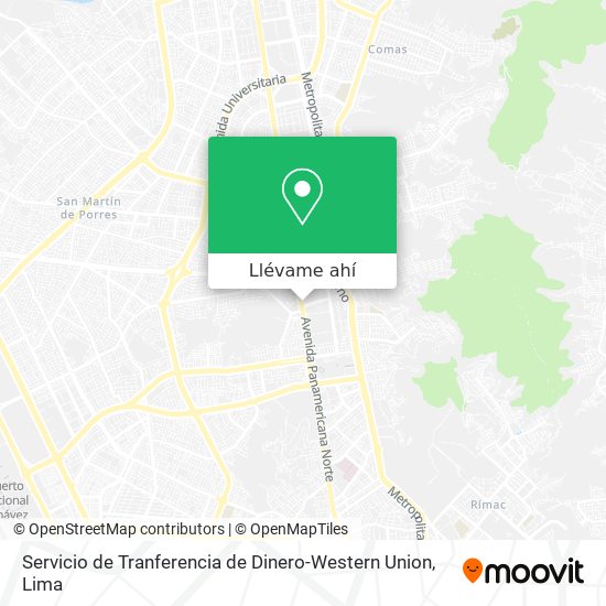 Mapa de Servicio de Tranferencia de Dinero-Western Union