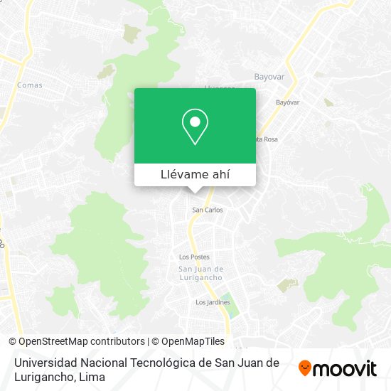 Mapa de Universidad Nacional Tecnológica de San Juan de Lurigancho