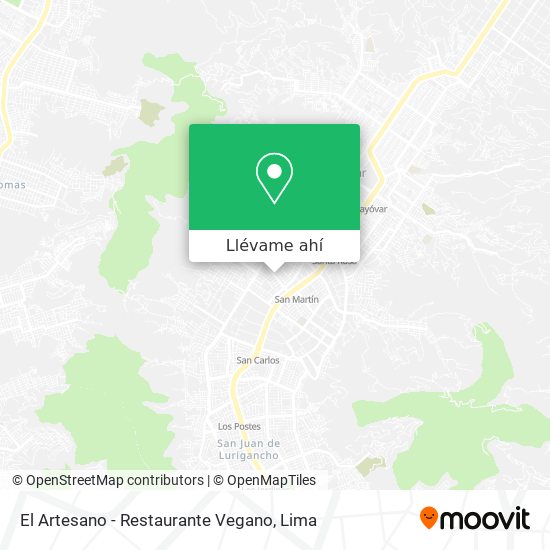 Mapa de El Artesano - Restaurante Vegano