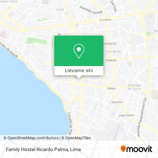 Mapa de Family Hostel Ricardo Palma