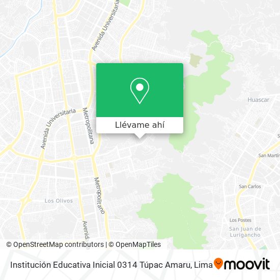Mapa de Institución Educativa Inicial 0314 Túpac Amaru