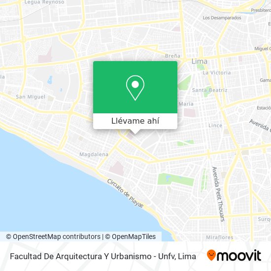 Mapa de Facultad De Arquitectura Y Urbanismo - Unfv