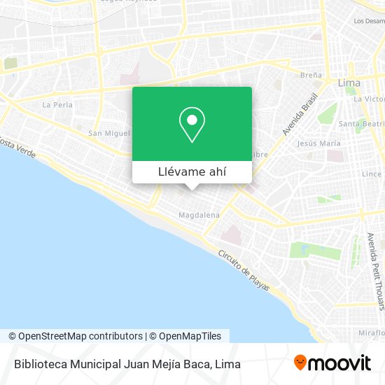 Mapa de Biblioteca Municipal  Juan Mejía Baca