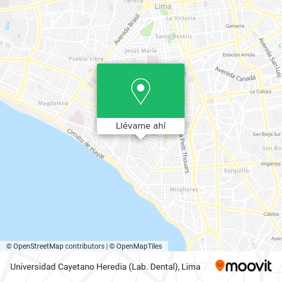 Mapa de Universidad Cayetano Heredia (Lab. Dental)