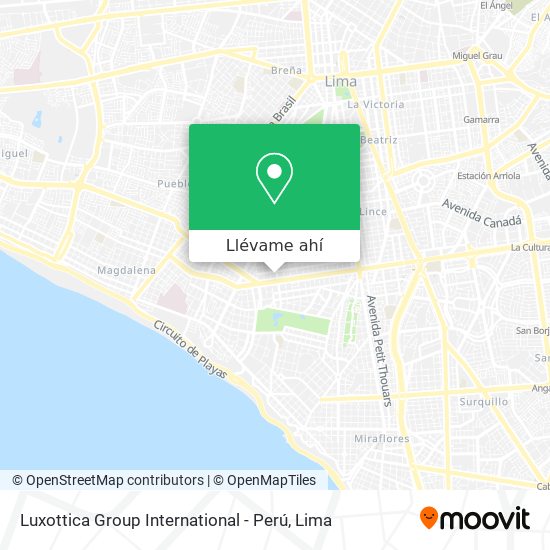 Mapa de Luxottica Group International - Perú