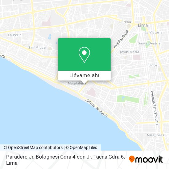 Mapa de Paradero Jr. Bolognesi Cdra 4 con Jr. Tacna Cdra 6