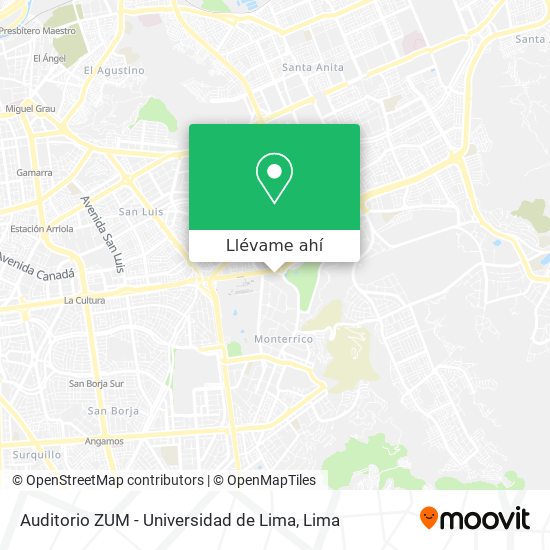 Mapa de Auditorio ZUM - Universidad de Lima