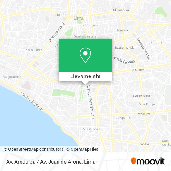 Mapa de Av. Arequipa / Av. Juan de Arona