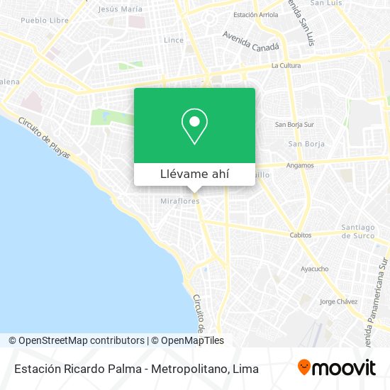 Mapa de Estación Ricardo Palma - Metropolitano