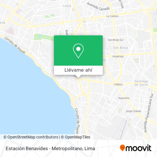 Mapa de Estación Benavides - Metropolitano