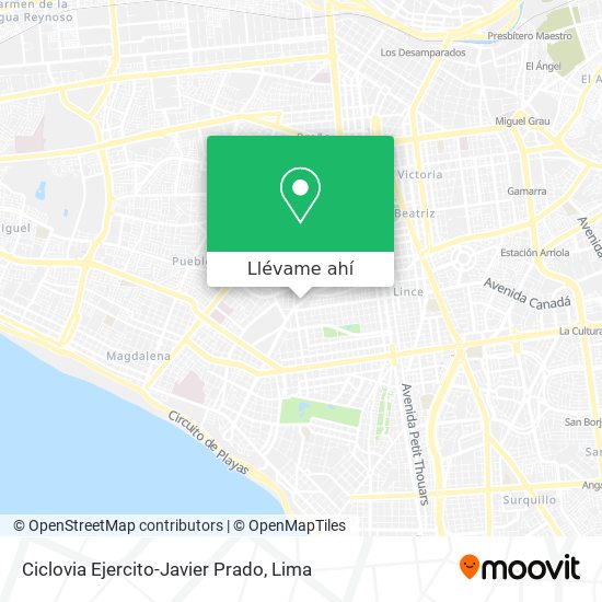Mapa de Ciclovia Ejercito-Javier Prado