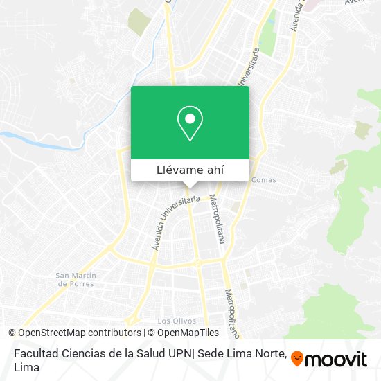 Mapa de Facultad Ciencias de la Salud UPN| Sede Lima Norte