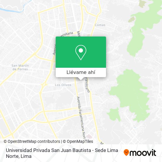 Mapa de Universidad  Privada San Juan Bautista - Sede Lima Norte