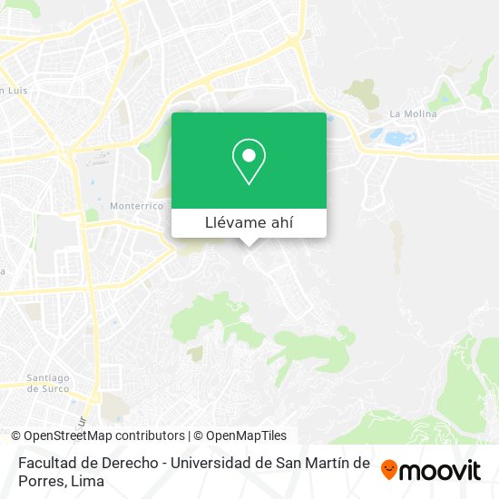 Mapa de Facultad de Derecho - Universidad de San Martín de Porres