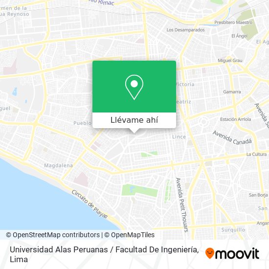 Mapa de Universidad Alas Peruanas / Facultad De Ingeniería