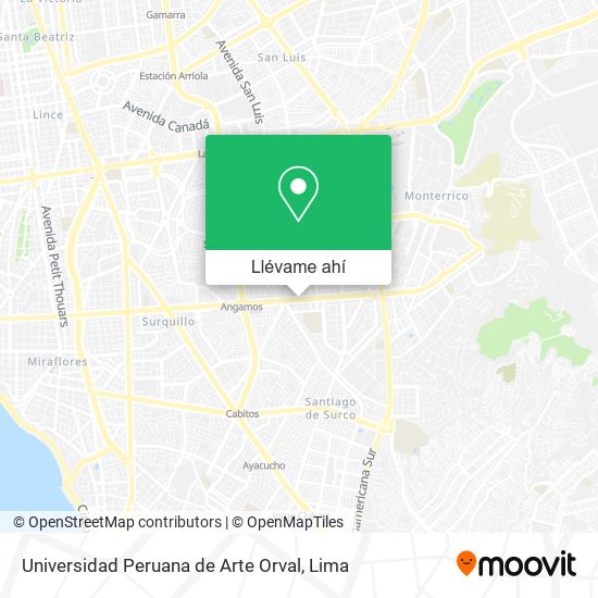 Mapa de Universidad Peruana de Arte Orval