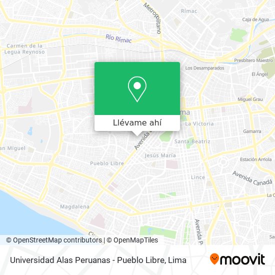 Mapa de Universidad Alas Peruanas - Pueblo Libre