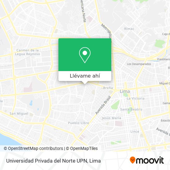 Mapa de Universidad Privada del Norte UPN