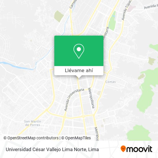 Mapa de Universidad César Vallejo Lima Norte