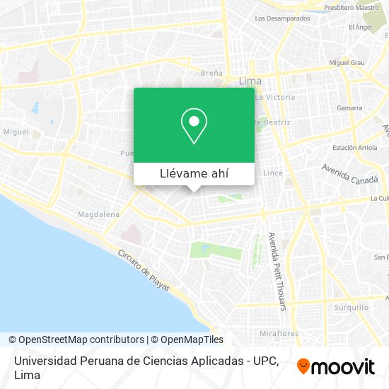Mapa de Universidad Peruana de Ciencias Aplicadas - UPC