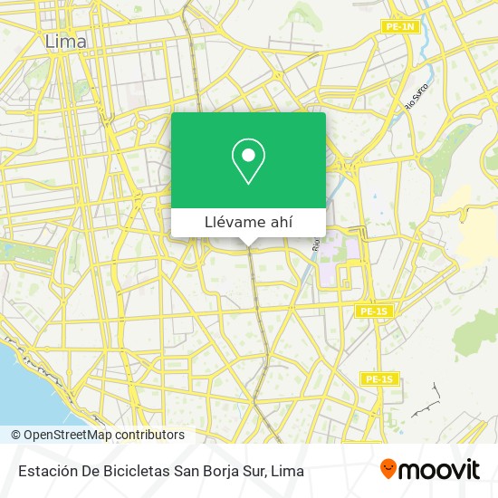 Mapa de Estación De Bicicletas San Borja Sur