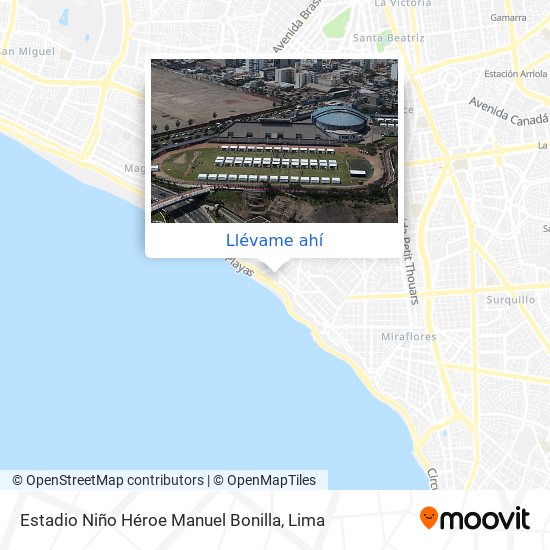 Mapa de Estadio Niño Héroe Manuel Bonilla