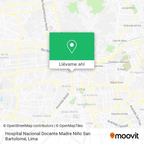 Mapa de Hospital Nacional Docente Madre Niño San Bartolomé