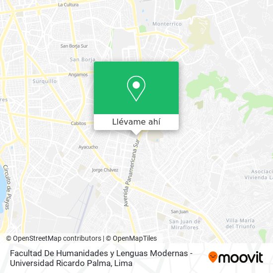 Mapa de Facultad De Humanidades y Lenguas Modernas - Universidad Ricardo Palma