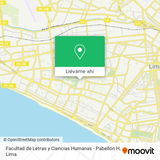 Mapa de Facultad de Letras y Ciencias Humanas - Pabellón H