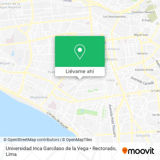 Mapa de Universidad Inca Garcilaso de la Vega • Rectorado